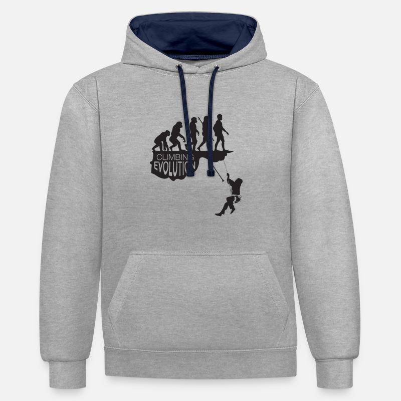 Evolution de l'escalade - Sweat à capuche contrasté - gris chiné/bleu marine