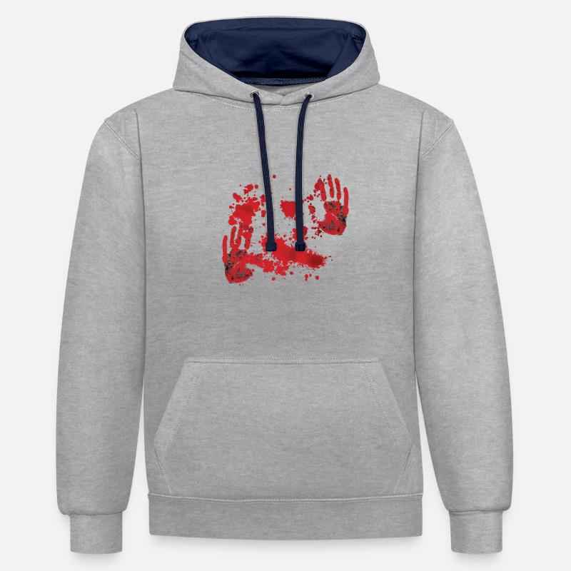 Joyeux halloween - Sweat à capuche contrasté - gris chiné/bleu marine