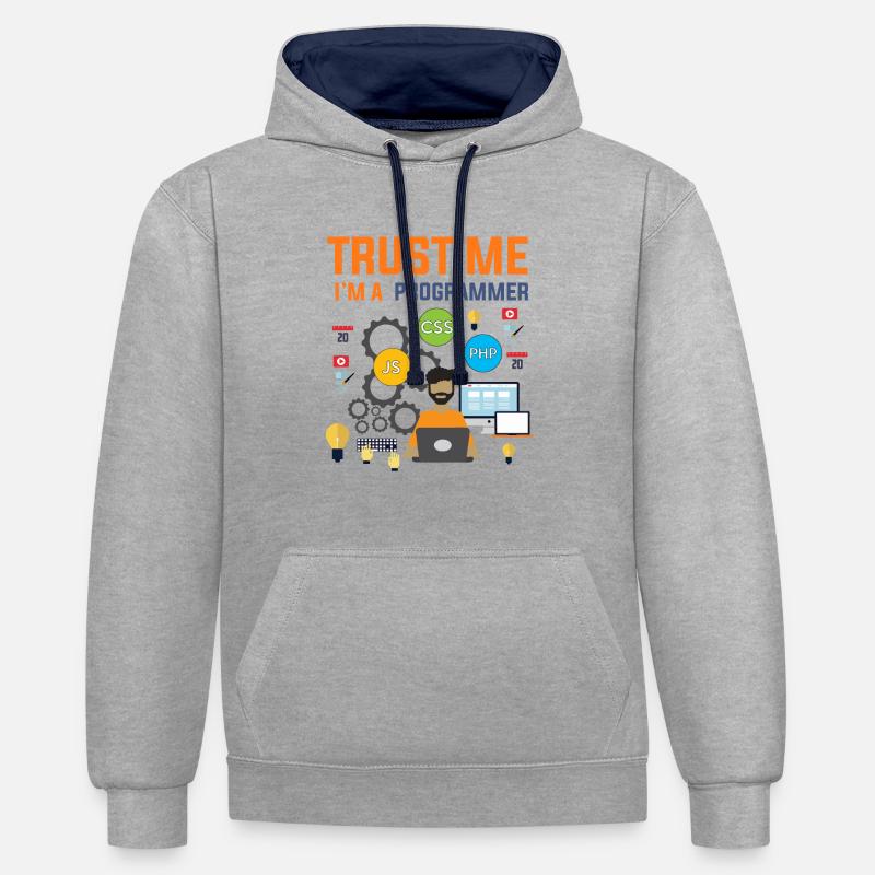 Programmer developer computer scientist gift - Contrast hoodie - heather grey/navy