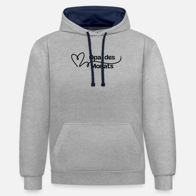 Papi du mois Coeur - Sweat à capuche contrasté - gris chiné/bleu marine