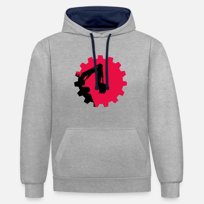 Pelle hydraulique Pilote de pelle - Sweat à capuche contrasté - gris chiné/bleu marine