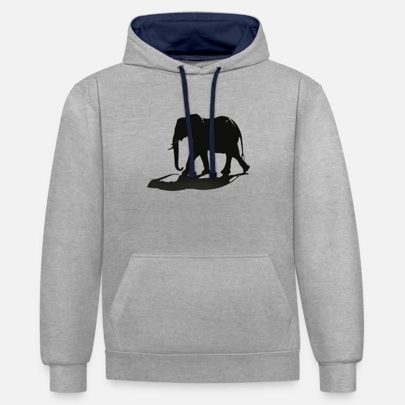 Elephant Silhouette - Sweat à capuche contrasté - gris chiné/bleu marine
