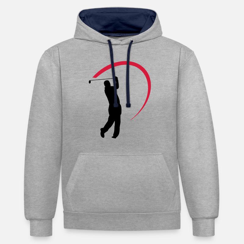 golf - Sweat à capuche contrasté - gris chiné/bleu marine