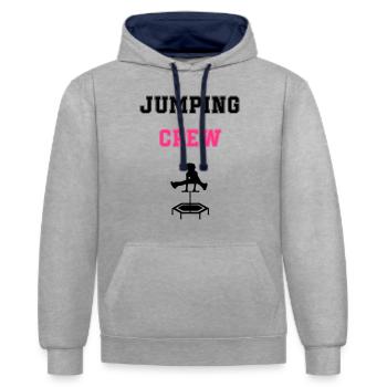 jumping trampoline girl jumping jump gift - Contrast hoodie - heather grey/navy - Front - Liana (172cm) & Jaron (178cm)