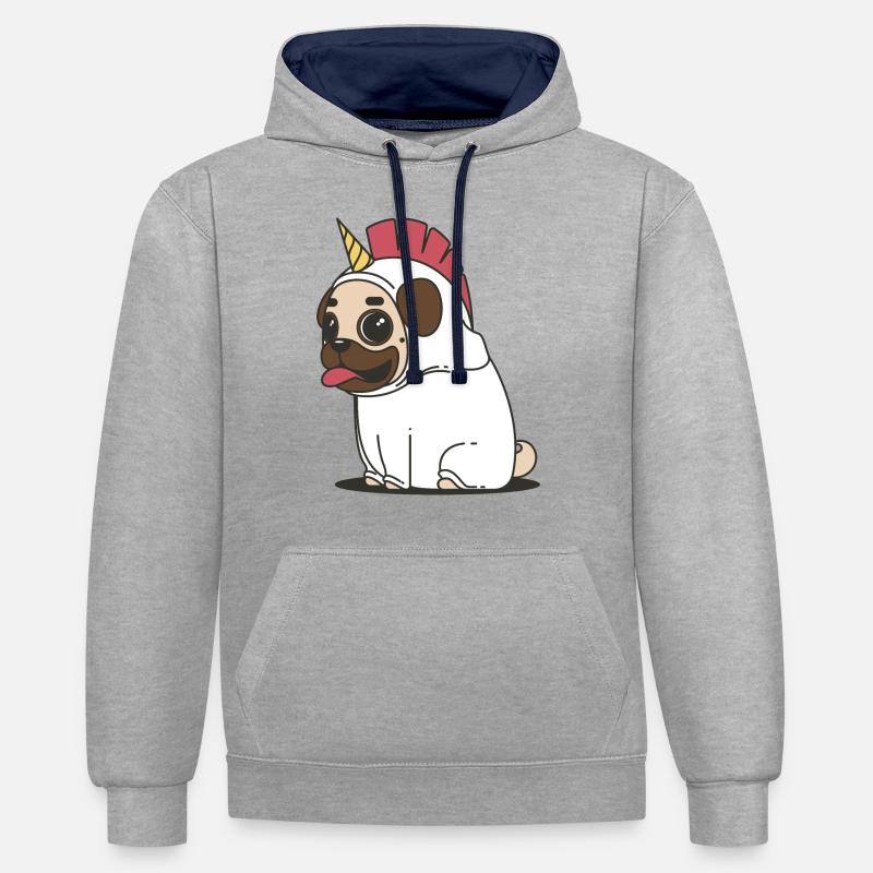 A91AE86B 755E 493D A5CC F9B05F31059A - Sweat à capuche contrasté - gris chiné/bleu marine