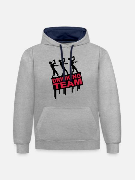 Drunken Party Zombies Drinking Team - Contrast hoodie - heather grey/navy
