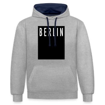 Berlin T-Shirt Berliner Geschenk - Kontrast-Hoodie - Grau meliert/Navy - Vorne - Liana (172cm) & Jaron (178cm)