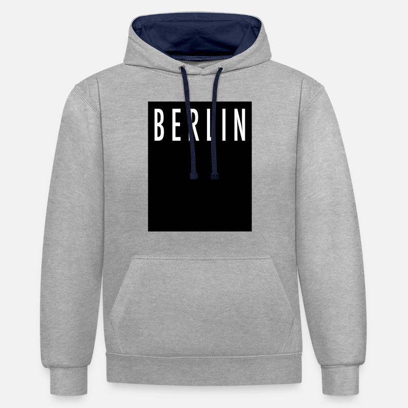 Berlin T-Shirt Cadeau Berlin - Sweat à capuche contrasté - gris chiné/bleu marine