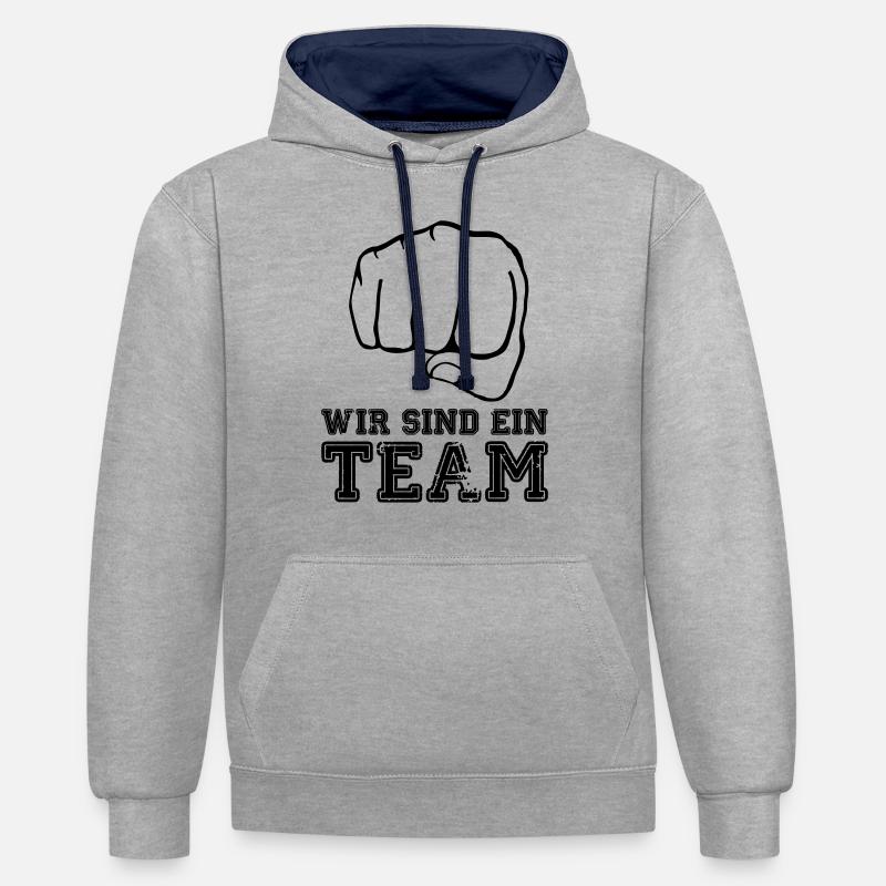 wir_sind_ein_team_faust - Kontrast-Hoodie - Grau meliert/Navy