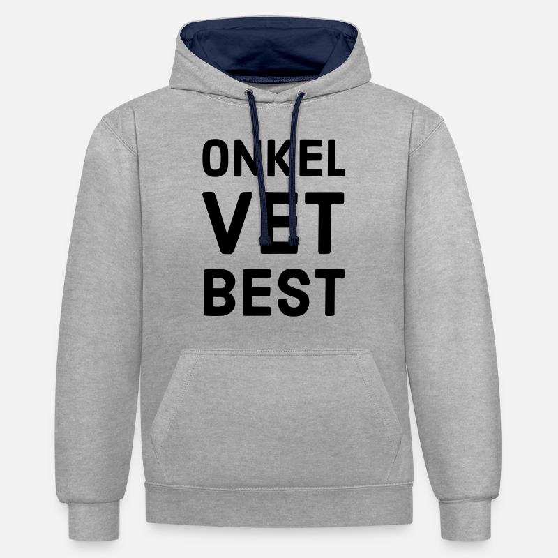 Oncle sait le mieux - Sweat à capuche contrasté - gris chiné/bleu marine