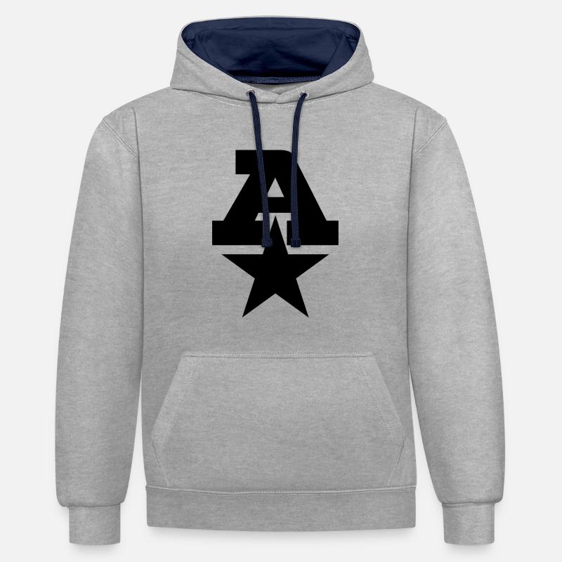 Une étoile - Sweat à capuche contrasté - gris chiné/bleu marine