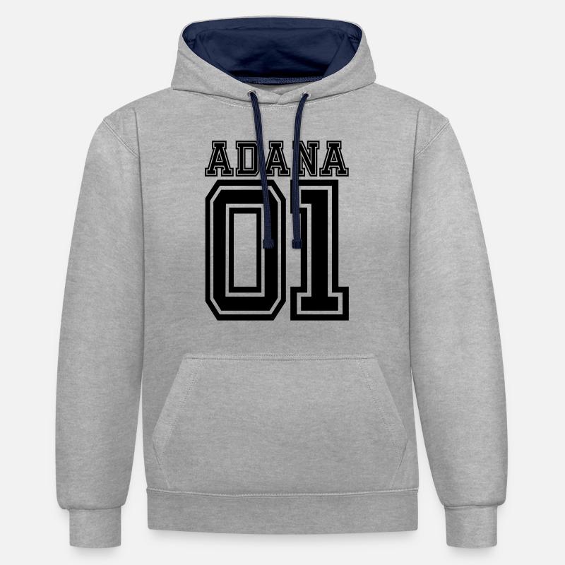 Adana 01 Turquie - Sweat à capuche contrasté - gris chiné/bleu marine