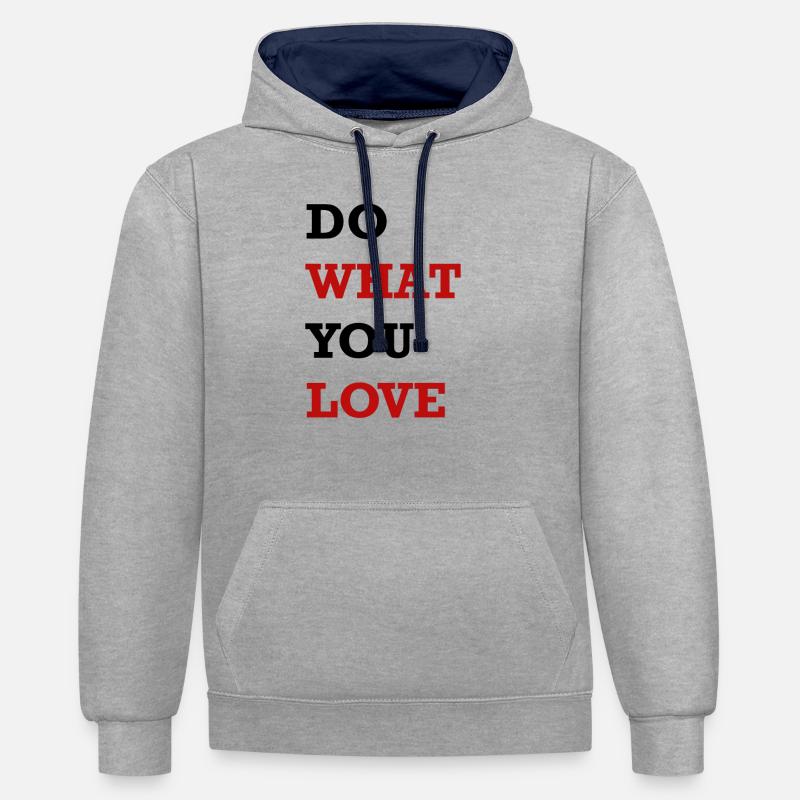 FAITES CE QUE VOUS AIMEZ - Sweat à capuche contrasté - gris chiné/bleu marine