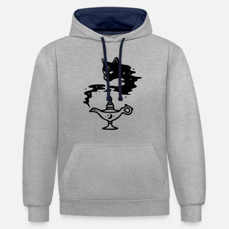 Lampe Miracle Chat - Sweat à capuche contrasté - gris chiné/bleu marine