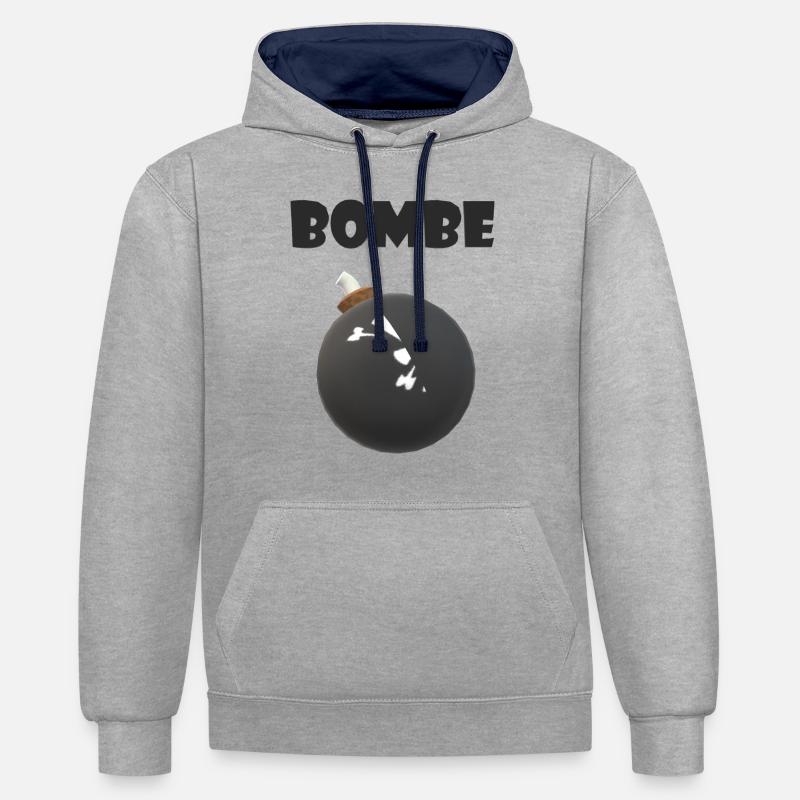 Explosion d’une bombe - Sweat à capuche contrasté - gris chiné/bleu marine