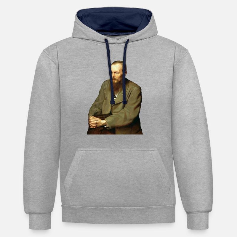 Le Grand Inquisiteur - Sweat à capuche contrasté - gris chiné/bleu marine
