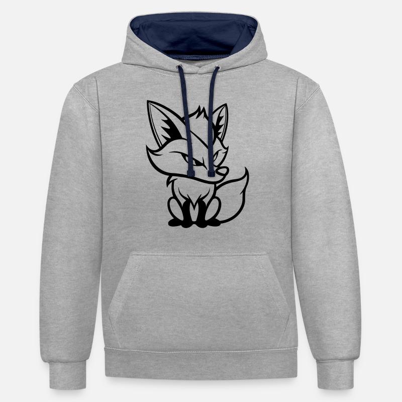Bande dessinée Fox - Sweat à capuche contrasté - gris chiné/bleu marine