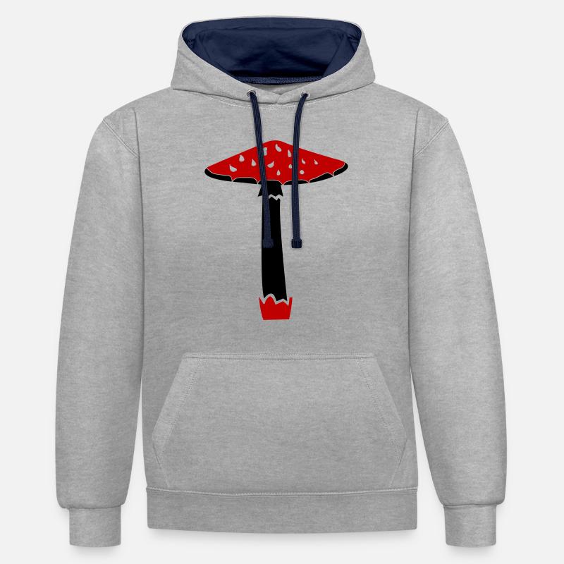 Pilz02 - Sweat à capuche contrasté - gris chiné/bleu marine