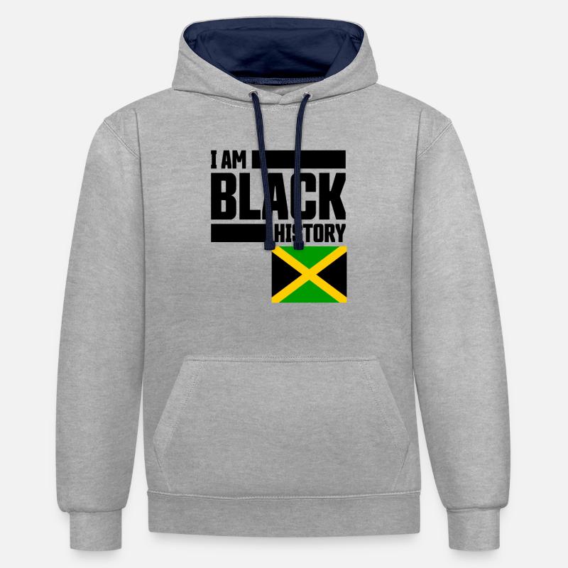 Mois de l’histoire des Noirs - Sweat à capuche contrasté - gris chiné/bleu marine