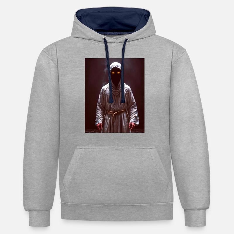 Noppera-bō Geist, der regungslos dasteht, - Kontrast-Hoodie - Grau meliert/Navy