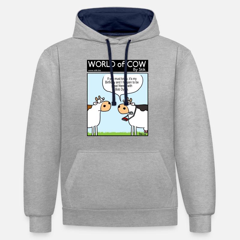 L'ami de Bob Dylan - Sweat à capuche contrasté - gris chiné/bleu marine