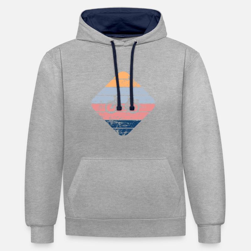Moped - Sweat à capuche contrasté - gris chiné/bleu marine