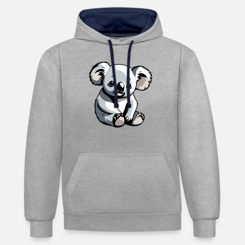 Koala - Design d’animal mignon - Sweat à capuche contrasté - gris chiné/bleu marine