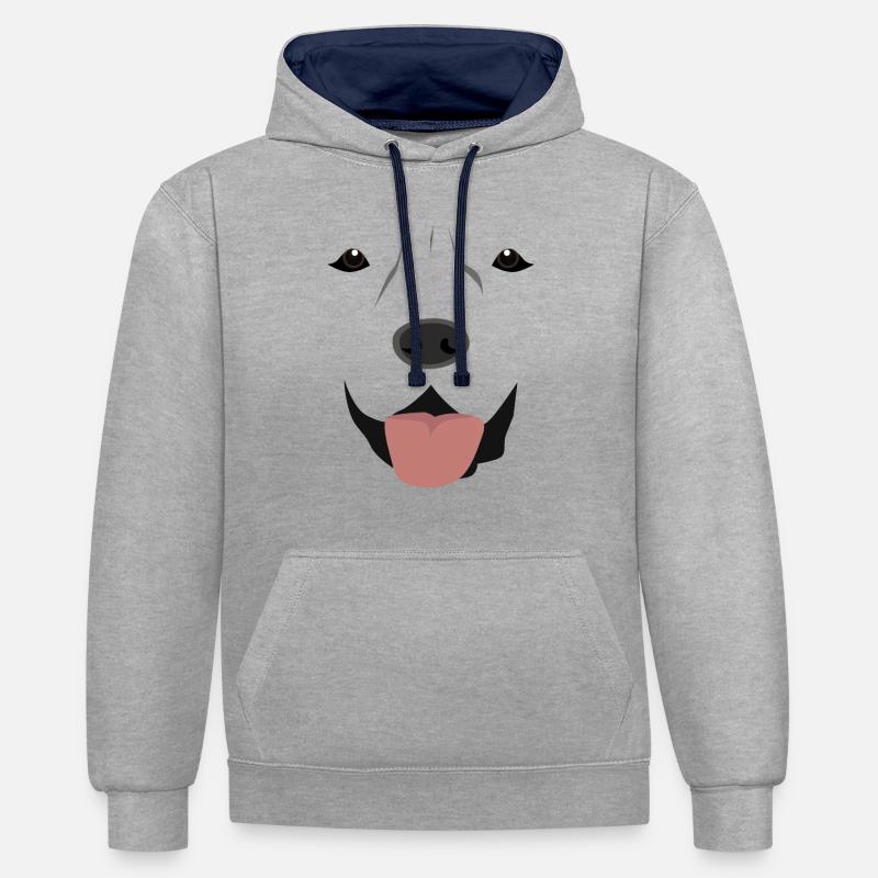 (Labrador Face) - Sweat à capuche contrasté - gris chiné/bleu marine