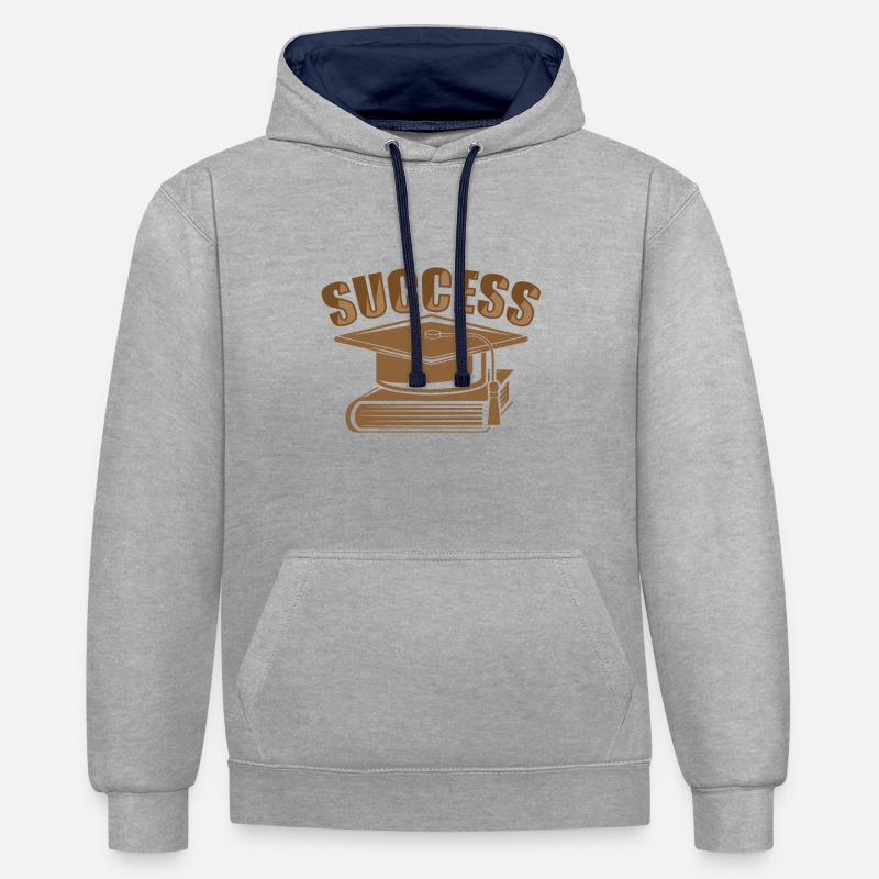 Université - Sweat à capuche contrasté - gris chiné/bleu marine