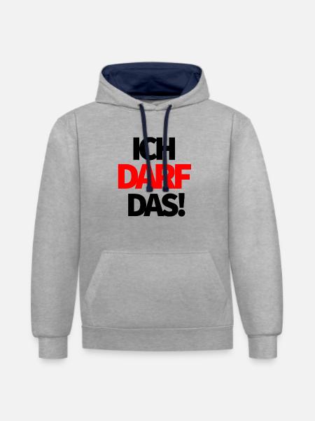 Ich darf das! - Kontrast-Hoodie - Grau meliert/Navy