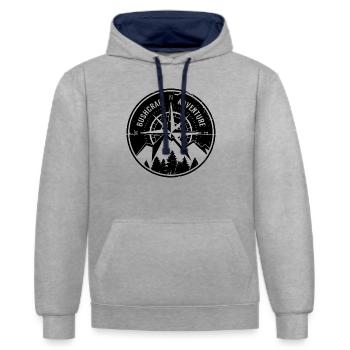 Bushcraft Adventure Survivalist Vintage - Sweat à capuche contrasté - gris chiné/bleu marine - Devant - Liana (172cm) & Jaron (178cm)