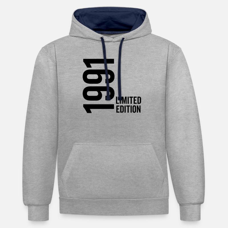 1991 Édition limitée - Sweat à capuche contrasté - gris chiné/bleu marine