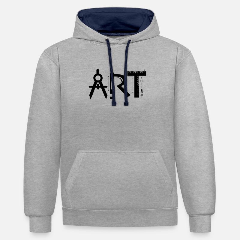 architecte - Sweat à capuche contrasté - gris chiné/bleu marine