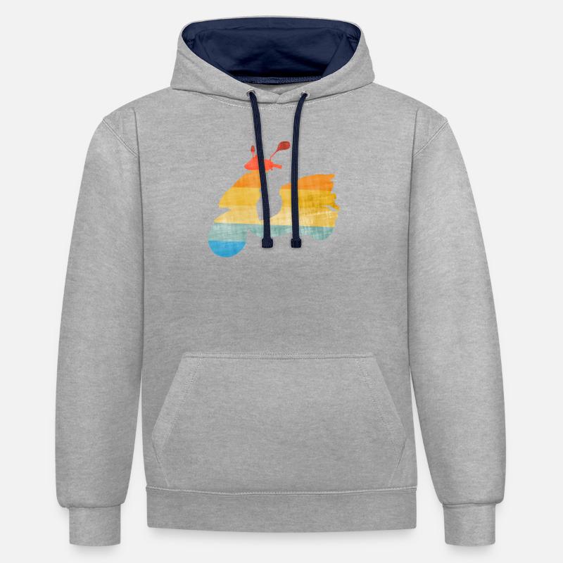 Motorroller Roller Moped - Sweat à capuche contrasté - gris chiné/bleu marine