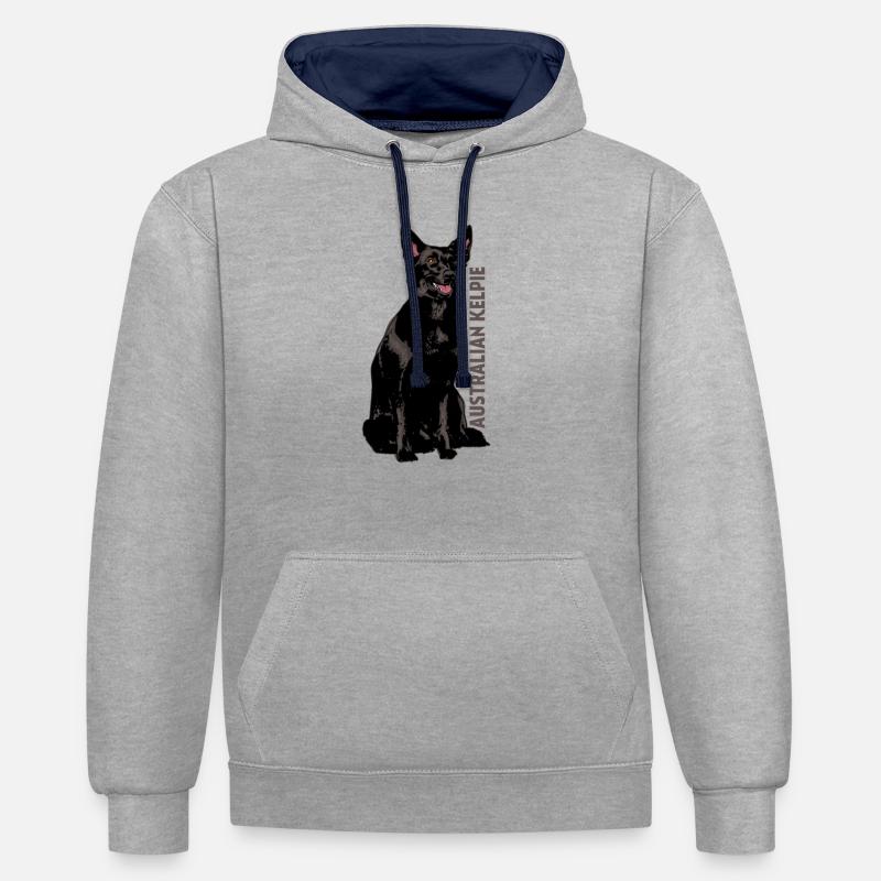 Australian Kelpie - Sweat à capuche contrasté - gris chiné/bleu marine