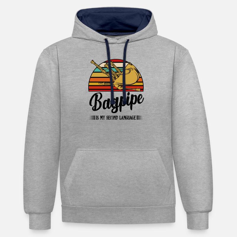 cornemuses - Sweat à capuche contrasté - gris chiné/bleu marine