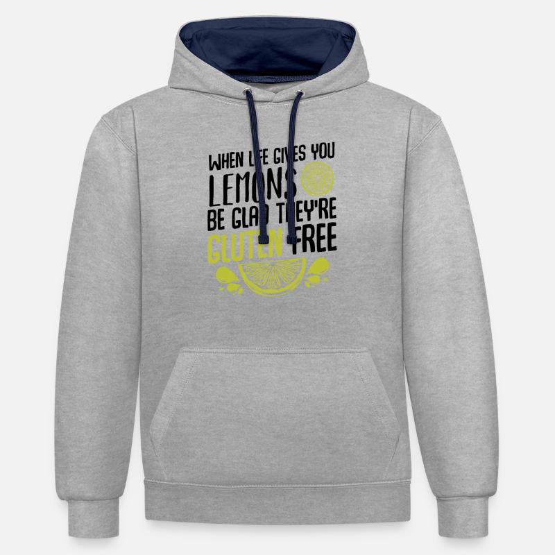 Fruit de citron - Sweat à capuche contrasté - gris chiné/bleu marine