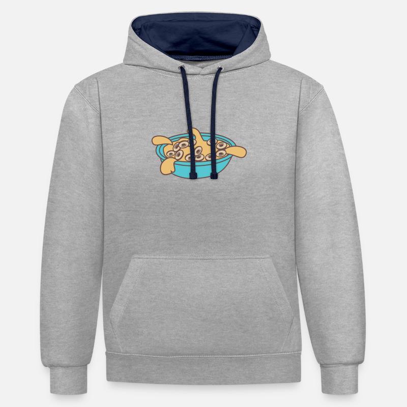 Miel de petit déjeuner - Sweat à capuche contrasté - gris chiné/bleu marine