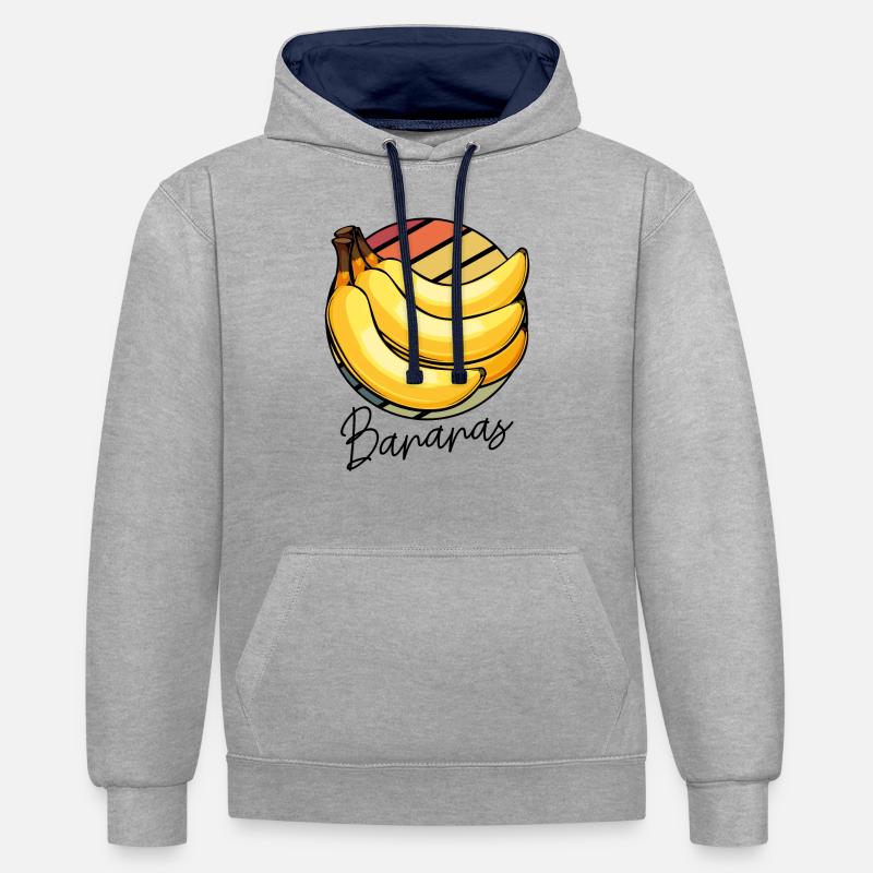 Fruit de banane - Sweat à capuche contrasté - gris chiné/bleu marine