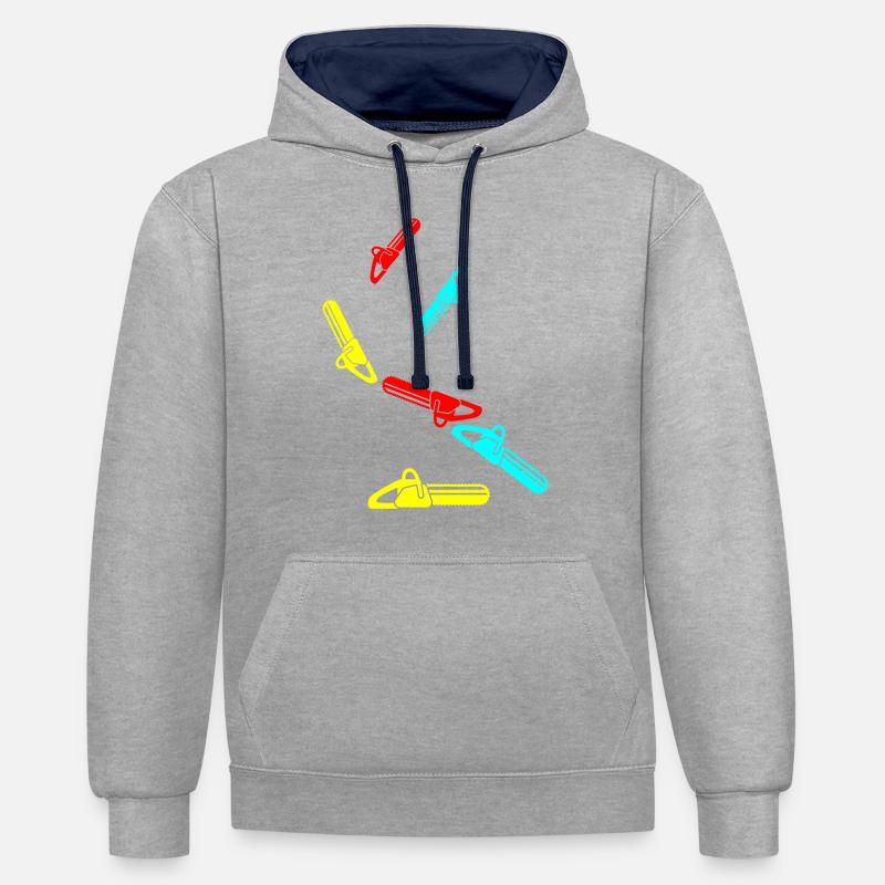 Icône d’icône de tronçonneuse - Sweat à capuche contrasté - gris chiné/bleu marine