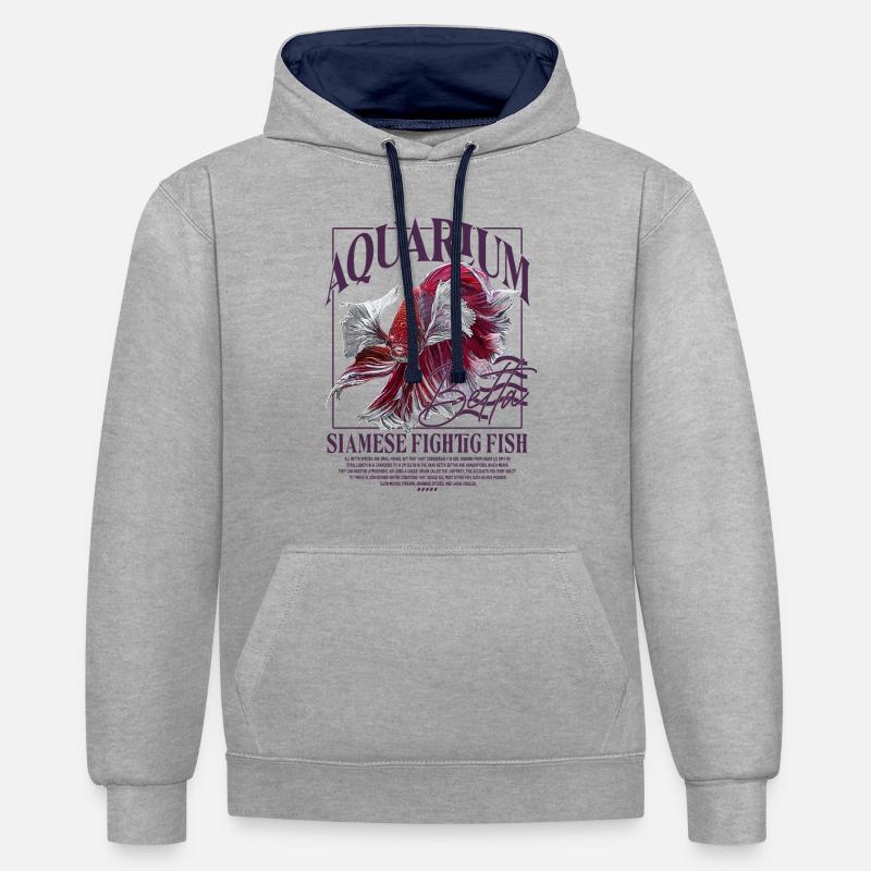 Betta Betta Poisson de combat - Sweat à capuche contrasté - gris chiné/bleu marine