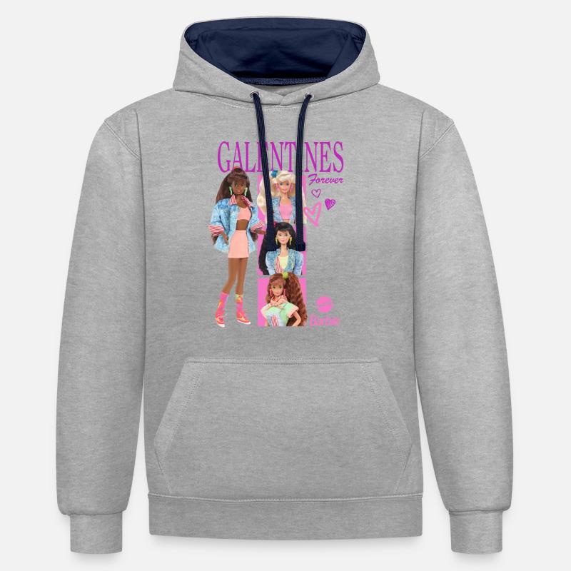 Barbie Galentines Design - Kontrast-hettegenser - gråmelert/marine