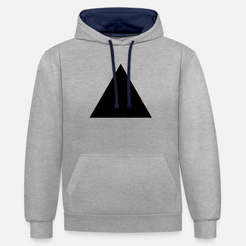 Triangle - Sweat à capuche contrasté - gris chiné/bleu marine