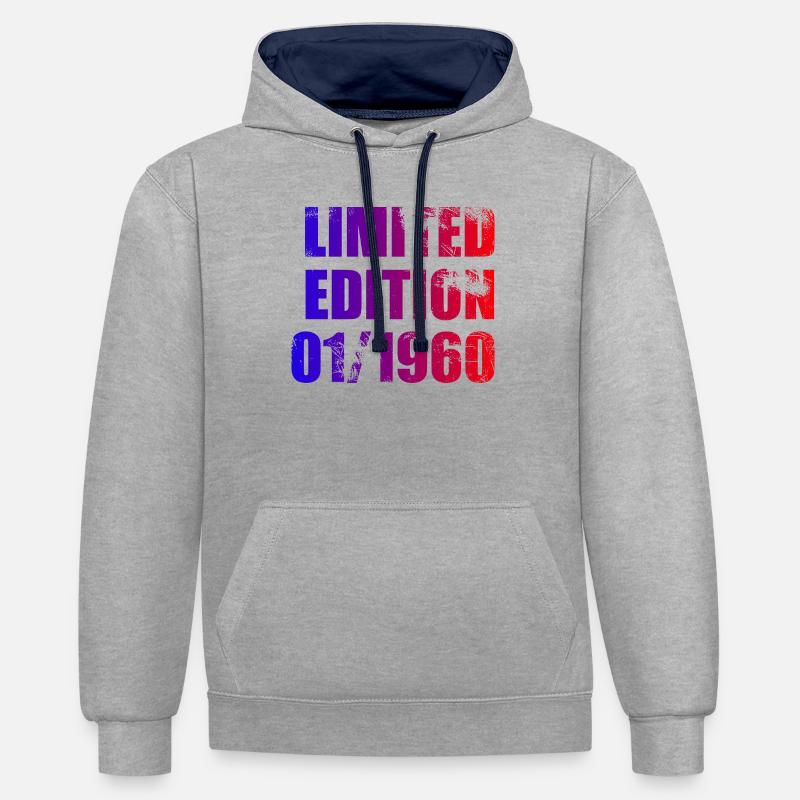 66e anniversaire Édition limitée 01/1960 - Sweat à capuche contrasté - gris chiné/bleu marine