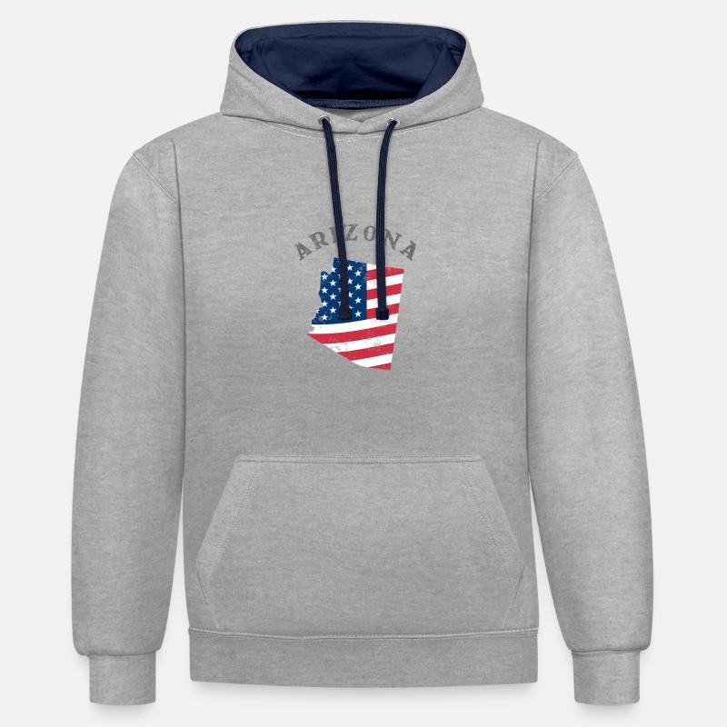 Drapeau de l’Arizona dans l’État - Sweat à capuche contrasté - gris chiné/bleu marine