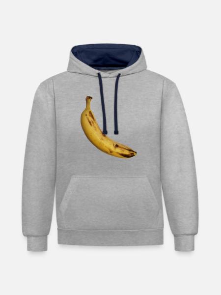 Banane - Kontrast-Hoodie - Grau meliert/Navy