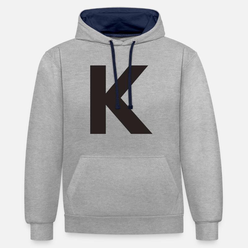 K - Sweat à capuche contrasté - gris chiné/bleu marine