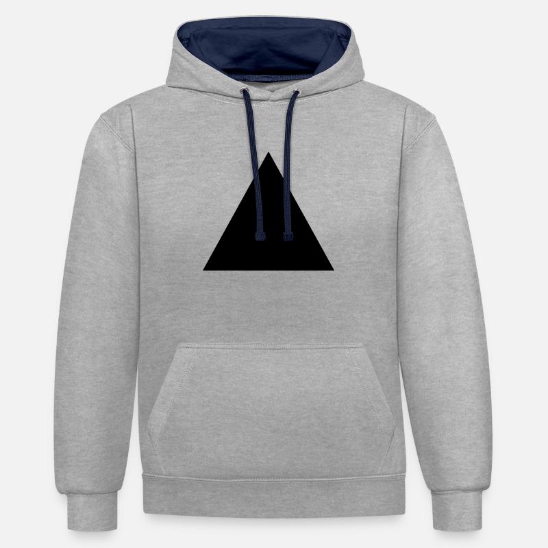 triangle - Sweat à capuche contrasté - gris chiné/bleu marine