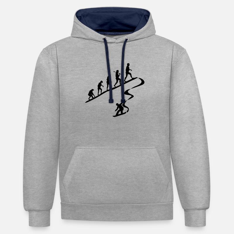 Evolution Snowboarding - Kontrast-Hoodie - Grau meliert/Navy