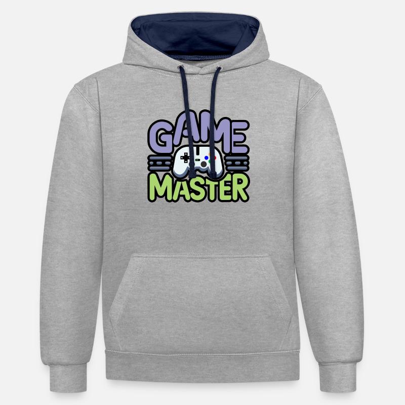 Game master - Sweat à capuche contrasté - gris chiné/bleu marine